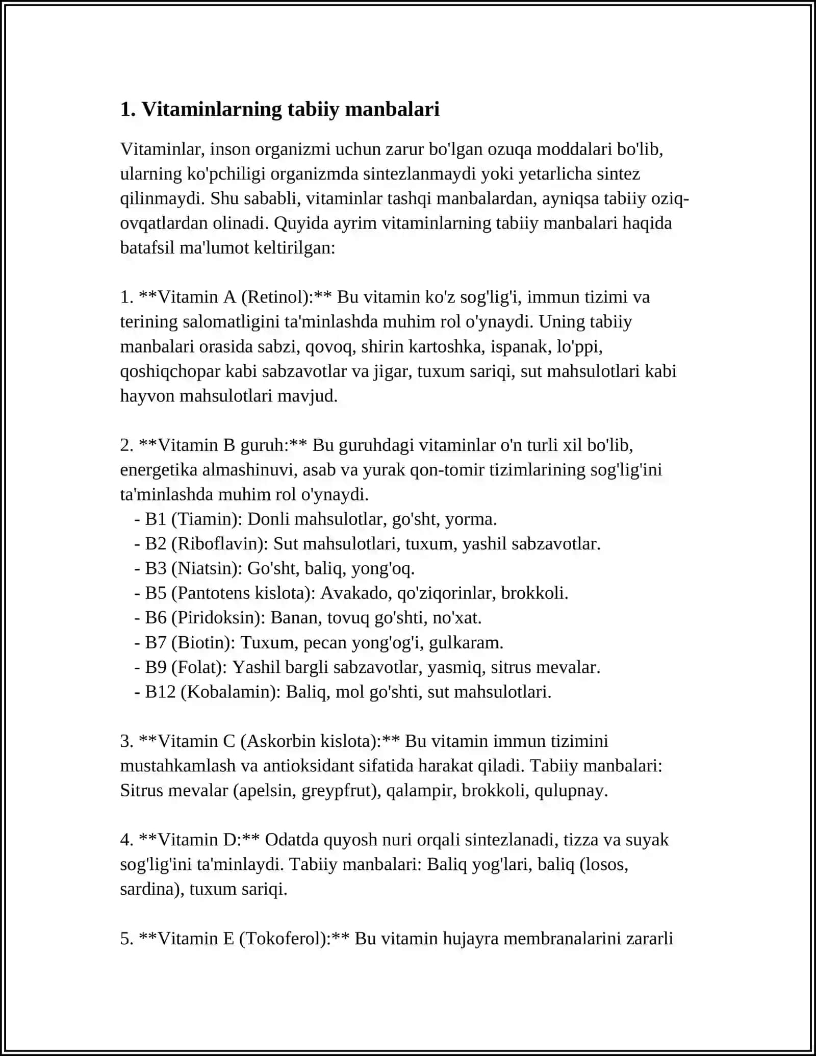 TABIIY VA SUN’IY VITAMINLARNI METABOLIZMI VA EKSKRETSIYALANISHI 3