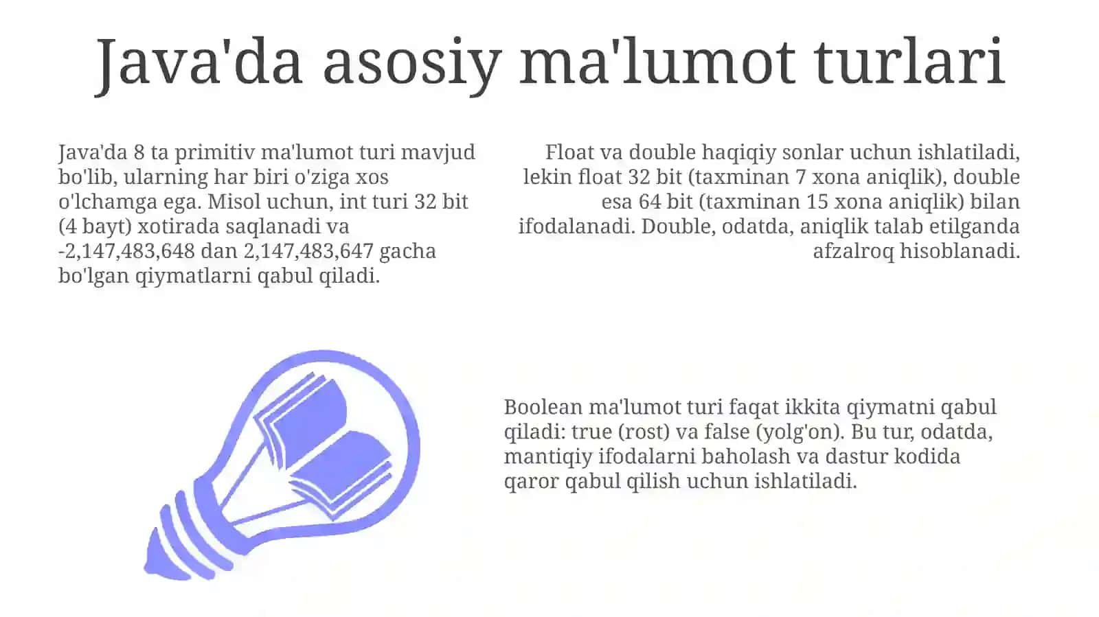 Java'da asosiy ma'lumot turlari 3