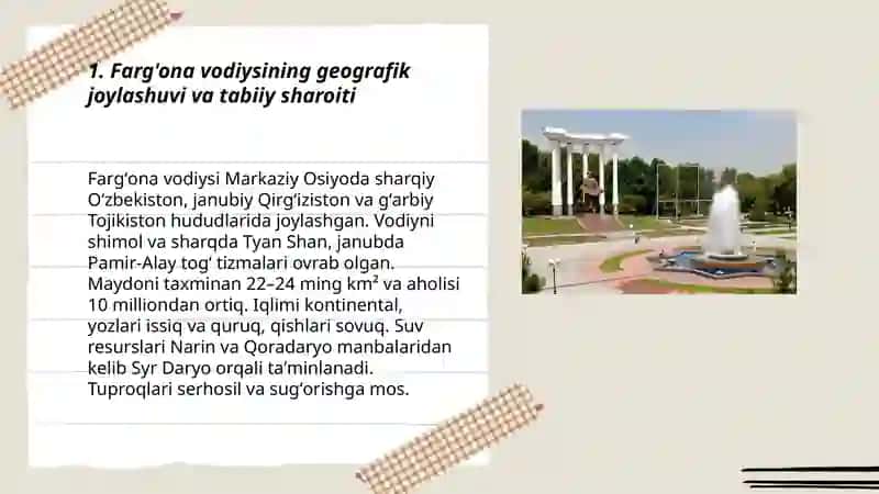 Farğona vodiysining resurslari va tomoyilari haqida tushuncha 3