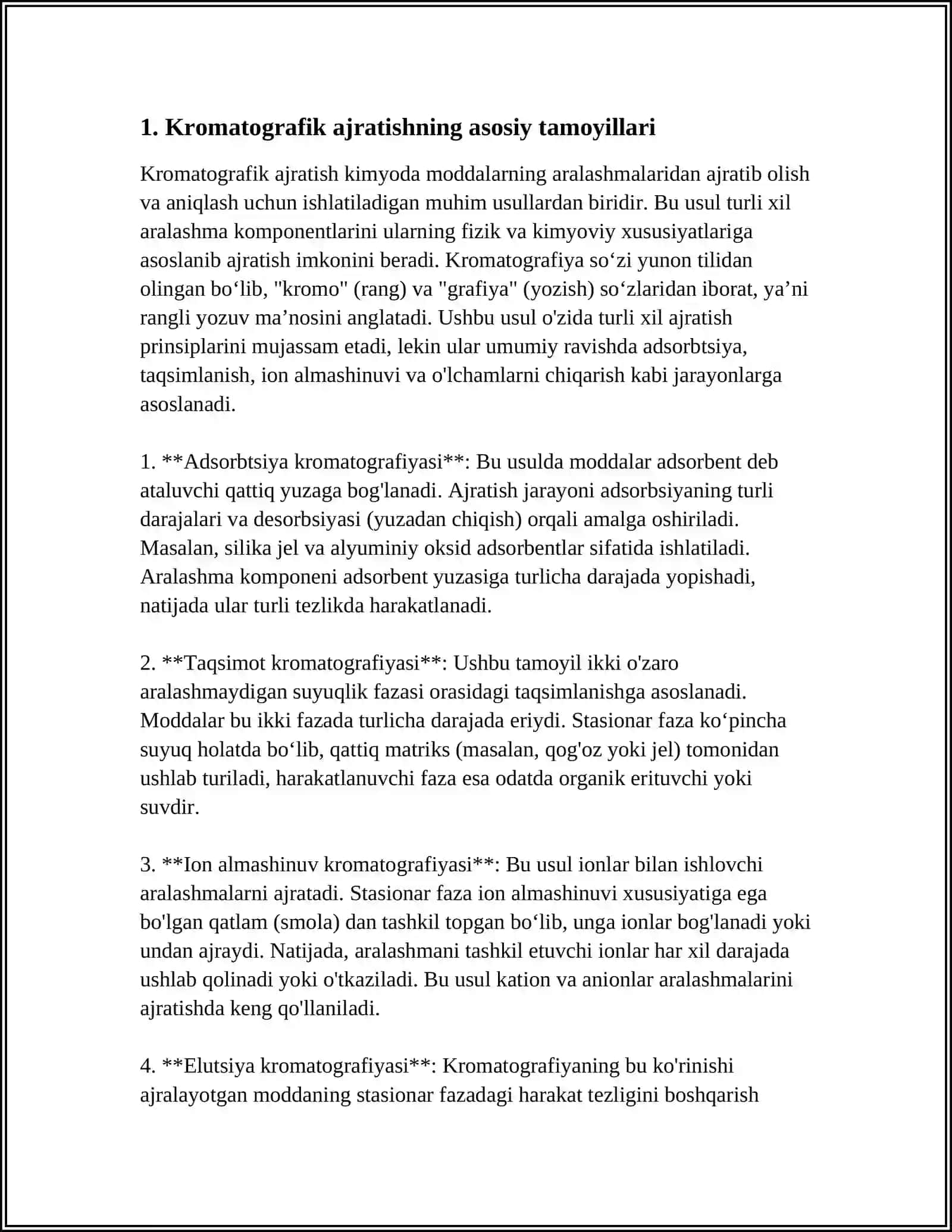 XROMATOGRAFIK AJRATISH USULLARINING TEXNOLOGIYADA QÒLLANILISHI 3