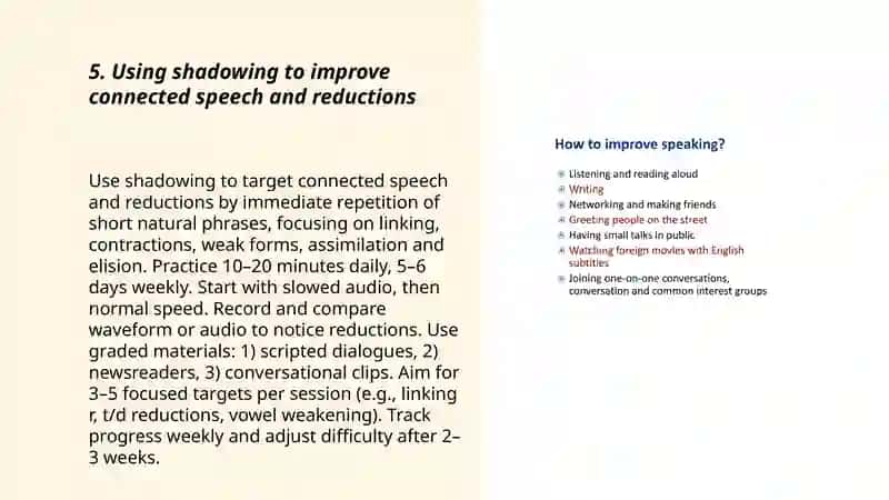 Strategies for improving speaking:Shadowing. Role-playing 3