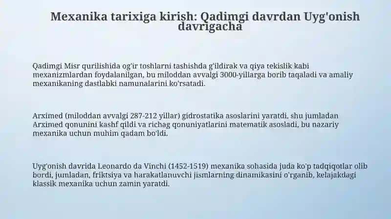 Mexanika fani tarixidan malumot 3