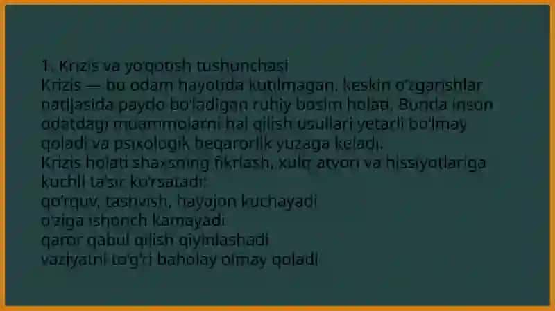 Evtanaziya muammolari.Krizis holatda boʻlgan bemorga maslahat berish. Yoʻqotish, bemor holatini oʻziga xosligi 3