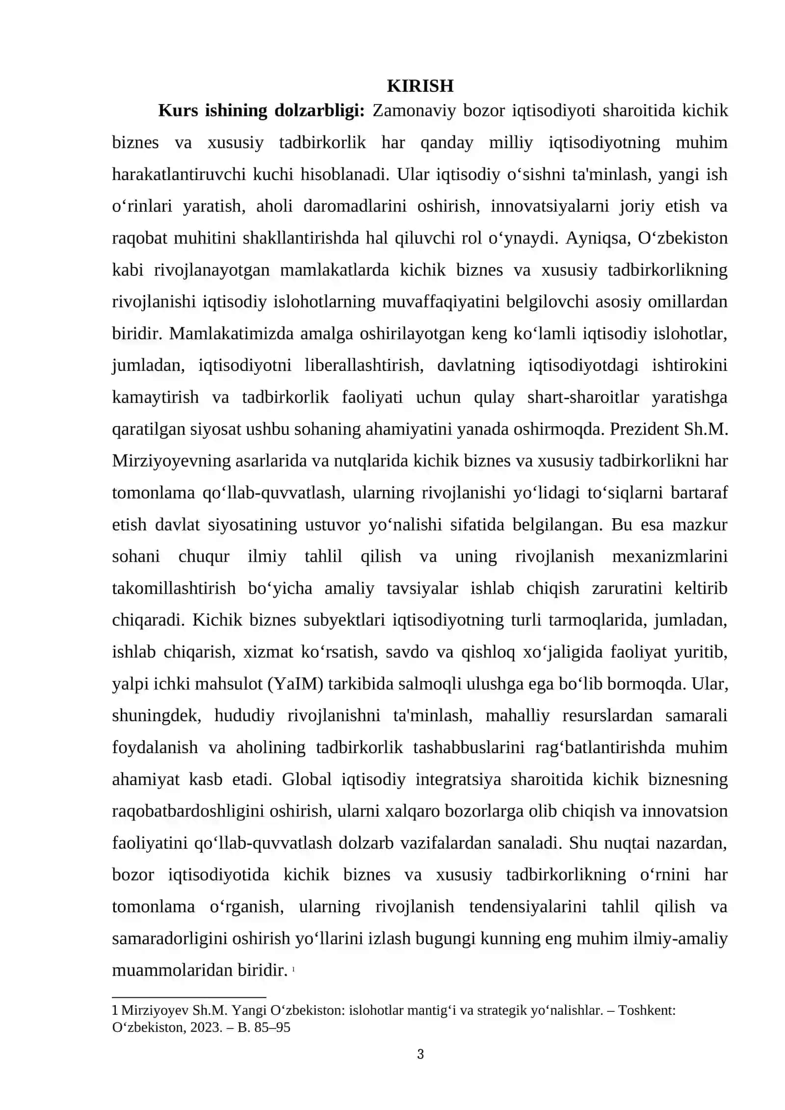 BOZOR IQTISODIYOTIDA KICHIK BIZNES VA XUSUSIY TADBIRKORLIKNING NAZARIY ASOSLARI VA TUSHUNCHALARI 3