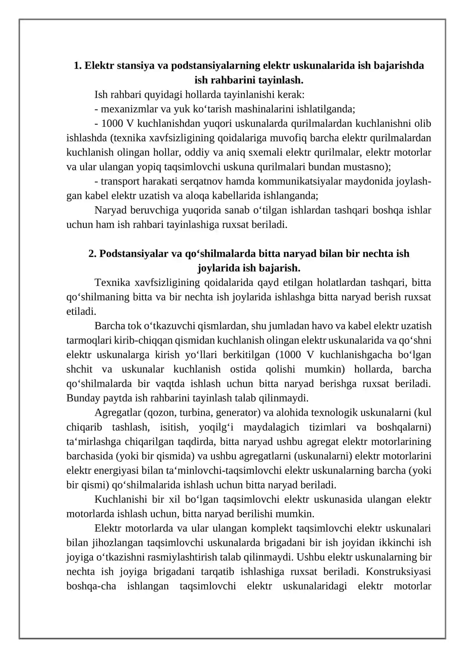 Elektr stansiya va podstansiyalarning elektr uskunalarida ish bajarishda xavfsizlik nazorati 3