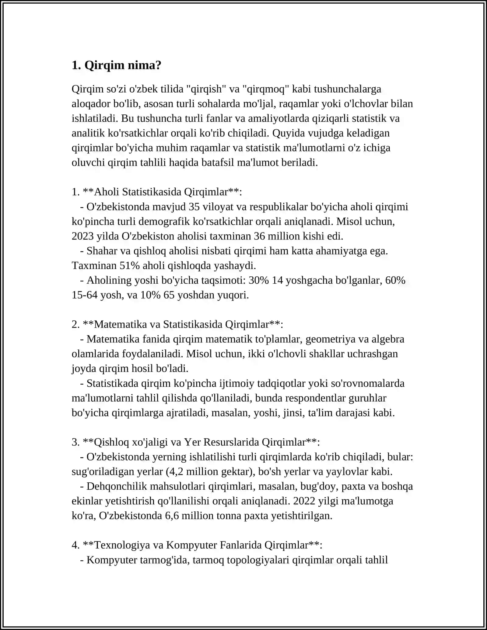 QIRQIM VA UNING TURLARI 3