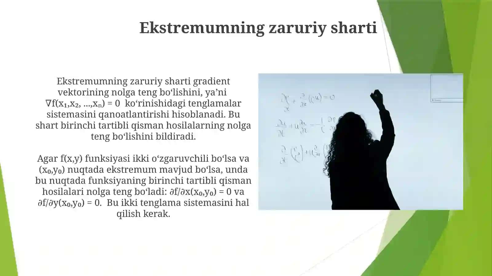 Ekstremumning zaruriy va yetarli shartlari 3