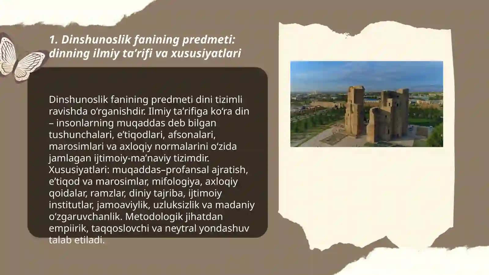 Dinshunoslik fanining predmeti, maqsadi va vazifalari 3
