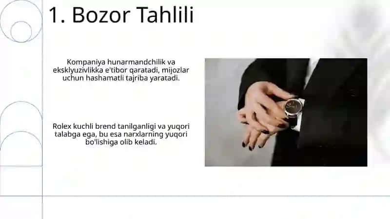 Rolex soat ishlab chiqaruvchi korxonasi haqida iqtisodiy taqdimot 3