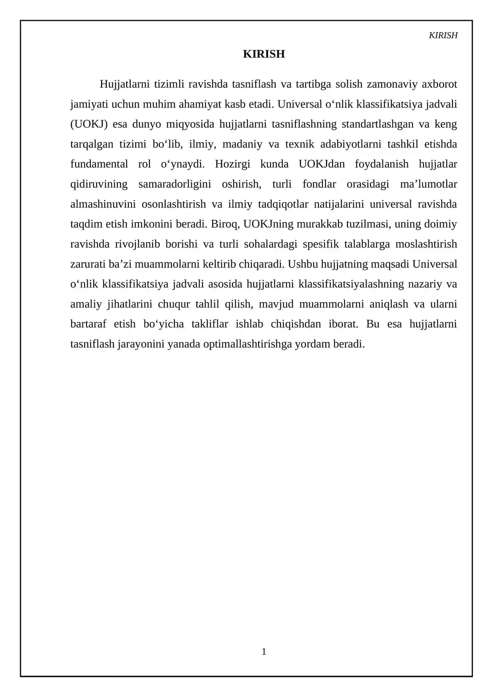 Universal oʻnlik klassifikatsiya jadvali asosida hujjatlarni klassifikatsiyalash 3