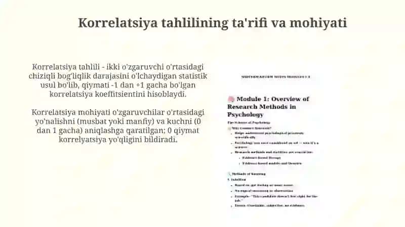 Korrelyatsiya tahlili ishonchlilik va validlikni aniqlash usullaridan biri sifatida 3