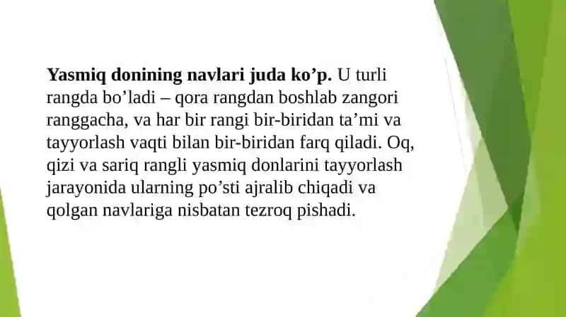 Yasmiq va burchoq don sifati morfologiyasi 3