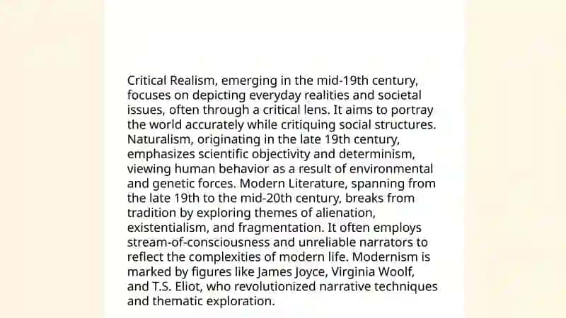 Comparison between Critical realism, naturalism and modern literature 3