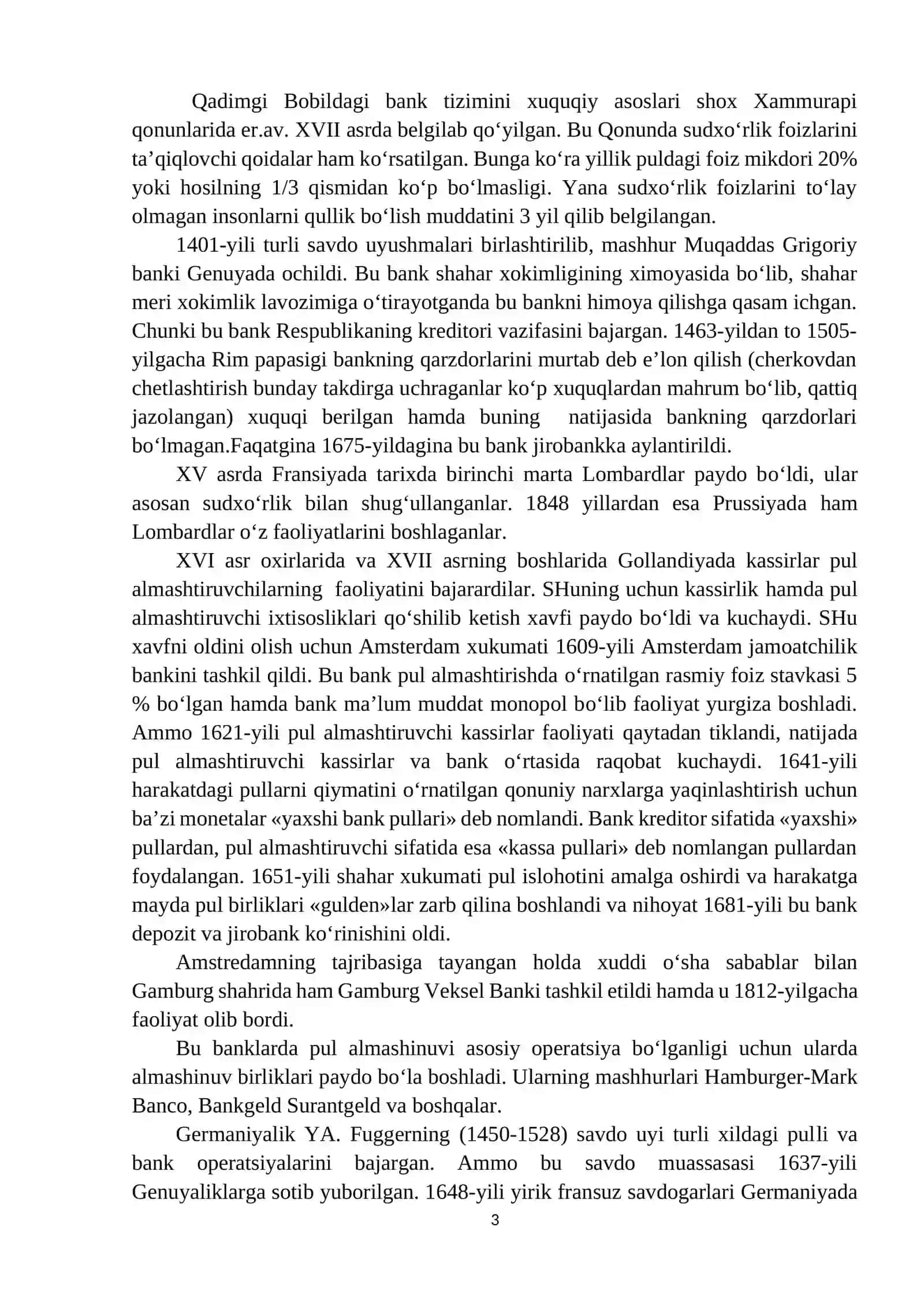 BANKLARNING KELIB CHIQISHI VA BANK TIZIMI 3