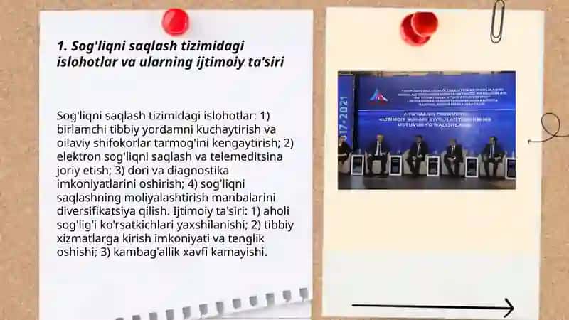 O'zbekistonda ijtimoiy sohada amalga oshirilayotgan o'zgarishlar mazmun va mohiyati 3