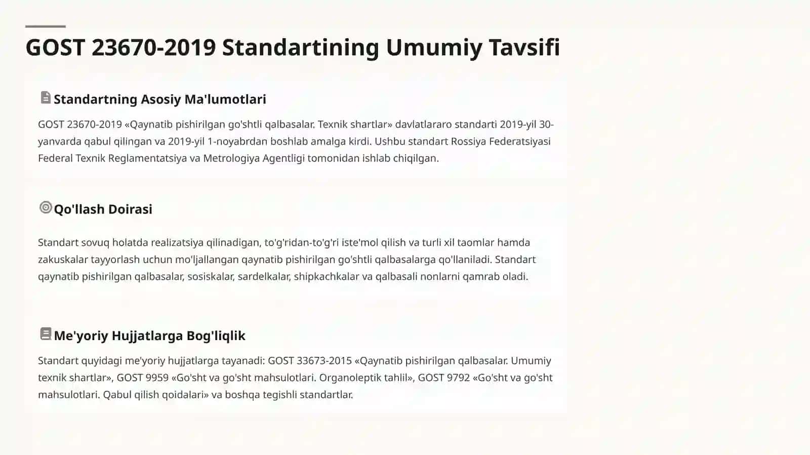 Qaynatib Pishirilgan
Qalbasalar Sifat
Ko'rsatkichlari GOST 23670-2019 Standarti Bo'yicha O'rganish 3