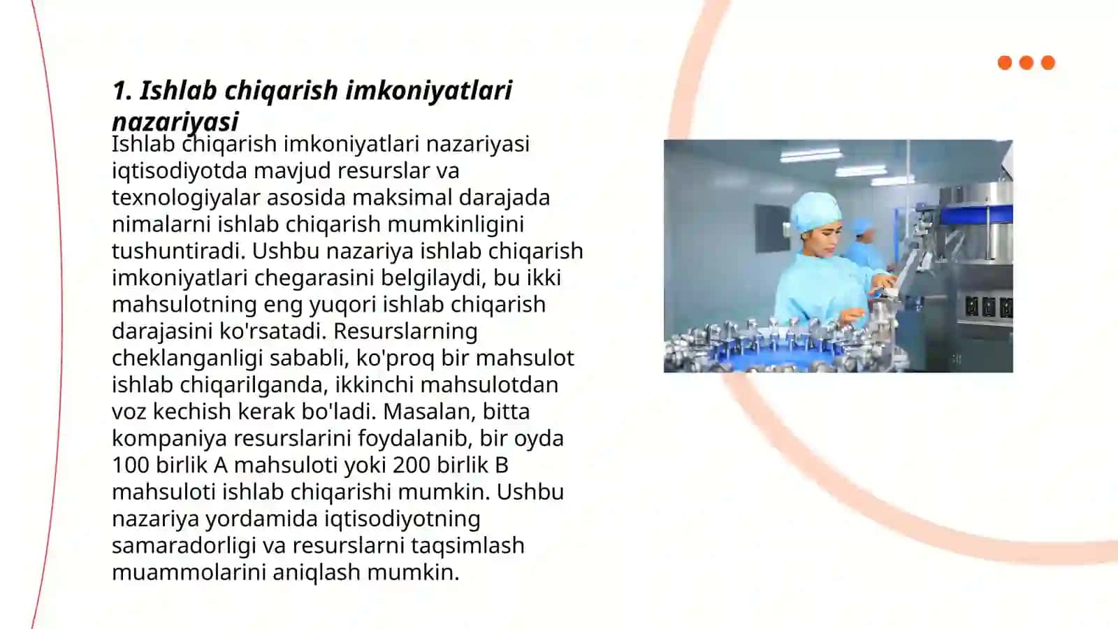 Ishlab chiqarish imkoniyatlari va uning chegarasi 3