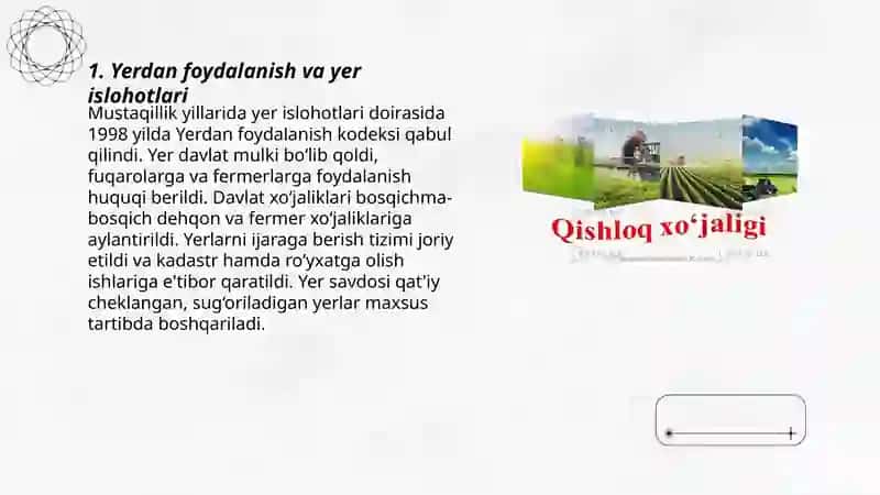 Mustaqillik yillarida qishloq xo'jaligi va sanoat sohasidagi o'zgarishlar 3