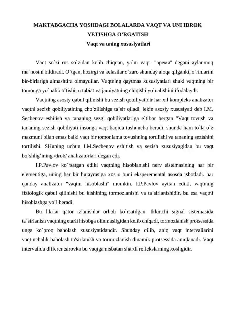 Maktabgacha Yoshdagi Bolalarda Vaqtni Idrok Qilish 3
