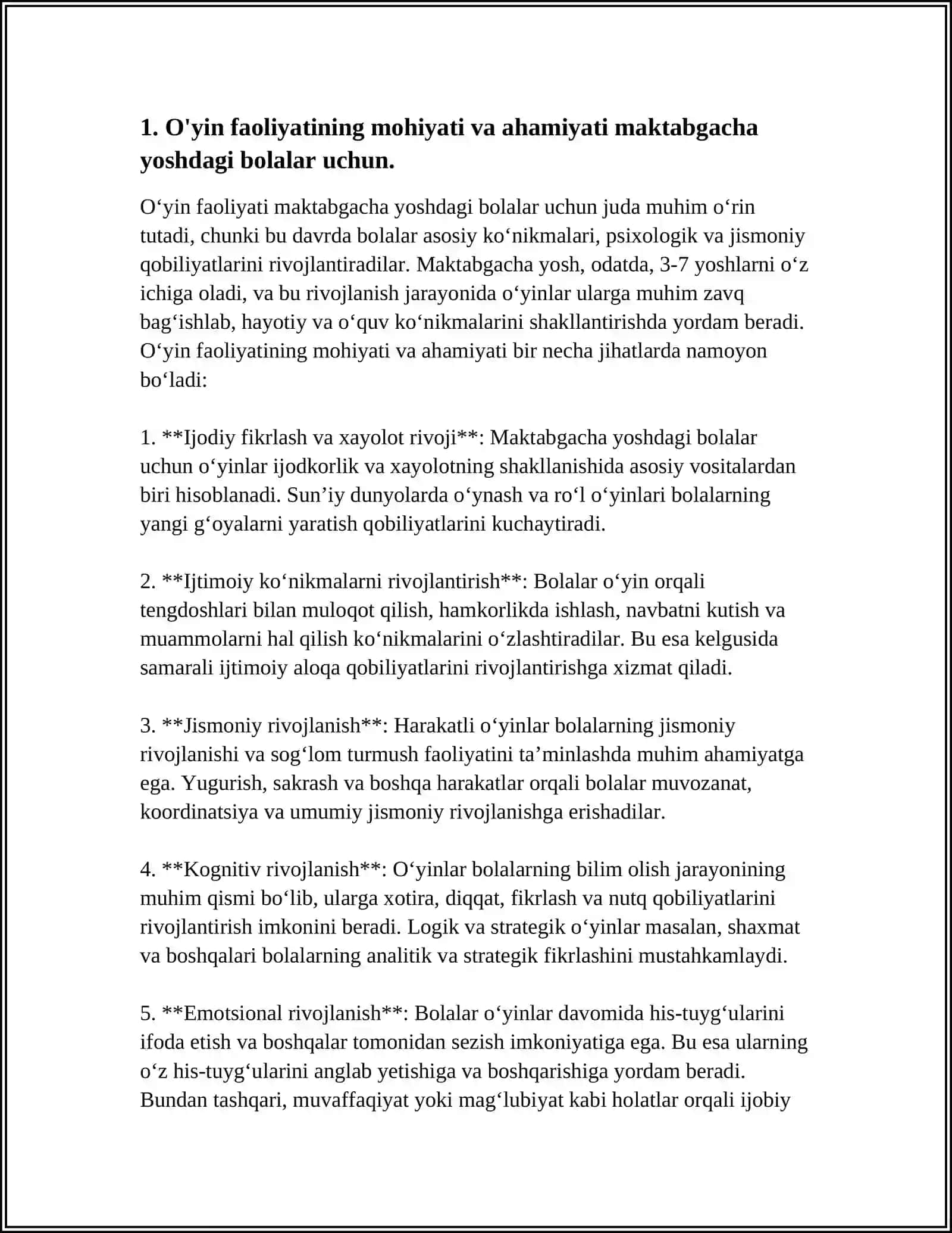 OʻYIN MAKTABGACHA YOSHDAGI BOLANING YETAKCHI FAOLIYATI SIFATIDA 3