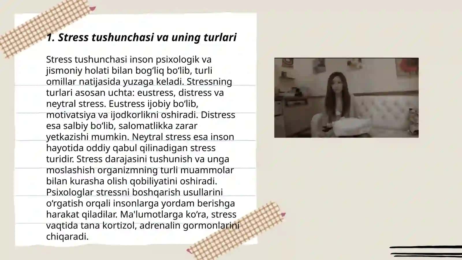 Tibbiyot xodimlarida emotsional holatlarning oʻziga xosligi:stess va uning bosqichlari,bartaraf etish yoʻllari 3