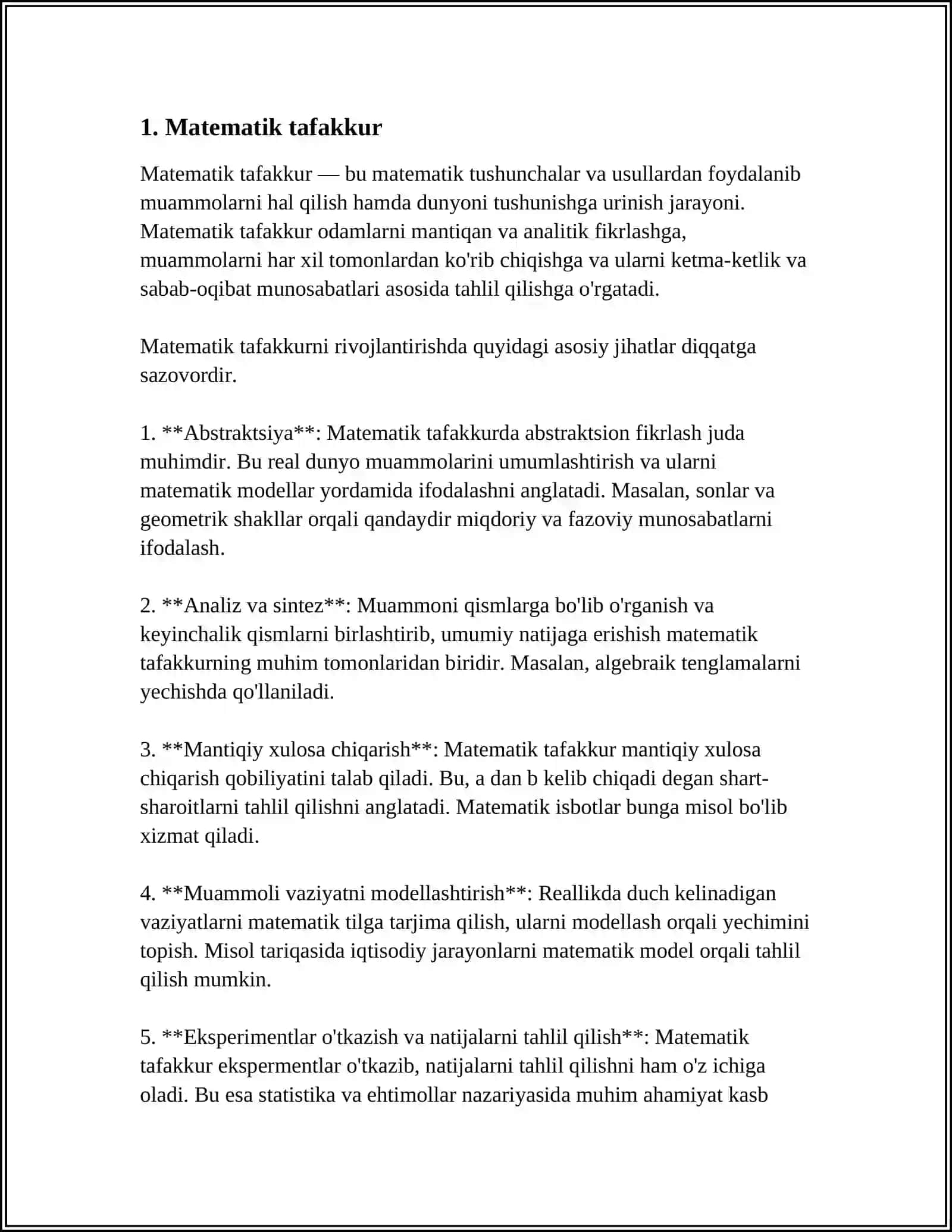 TIMSS XALQARO BAHOLASH DASTURIDA AQLIY FAOLIYAT TURLARI 3