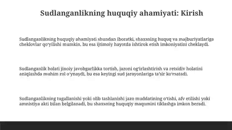 Sudlanganlikning huquqiy ahamiyati 3