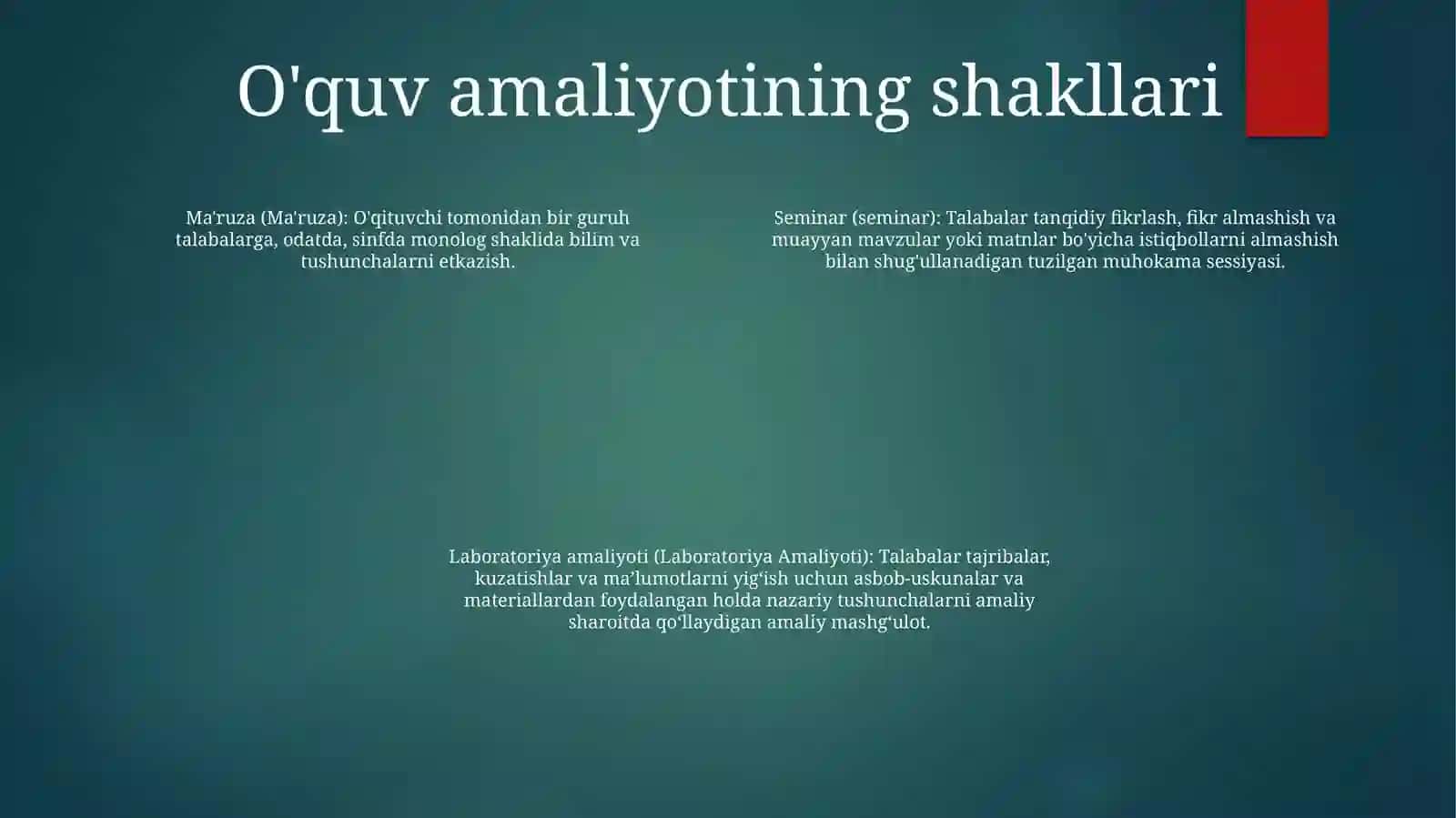 Ta'lim va Pedagogik Amaliyotini Tashkil Etish Shakllari 3