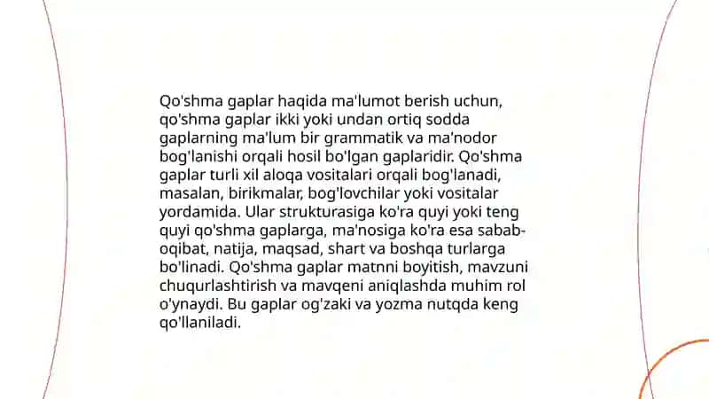 Qo'shma gap. Komponent qismlarining birikish usuliga ko'ra qo'shma gap turlari 3