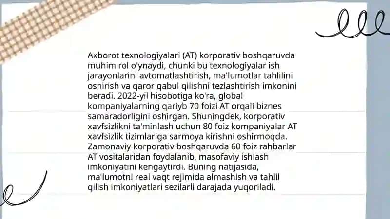 Axborot texnologiyalarining korporativ boshqaruvdagi roli 3
