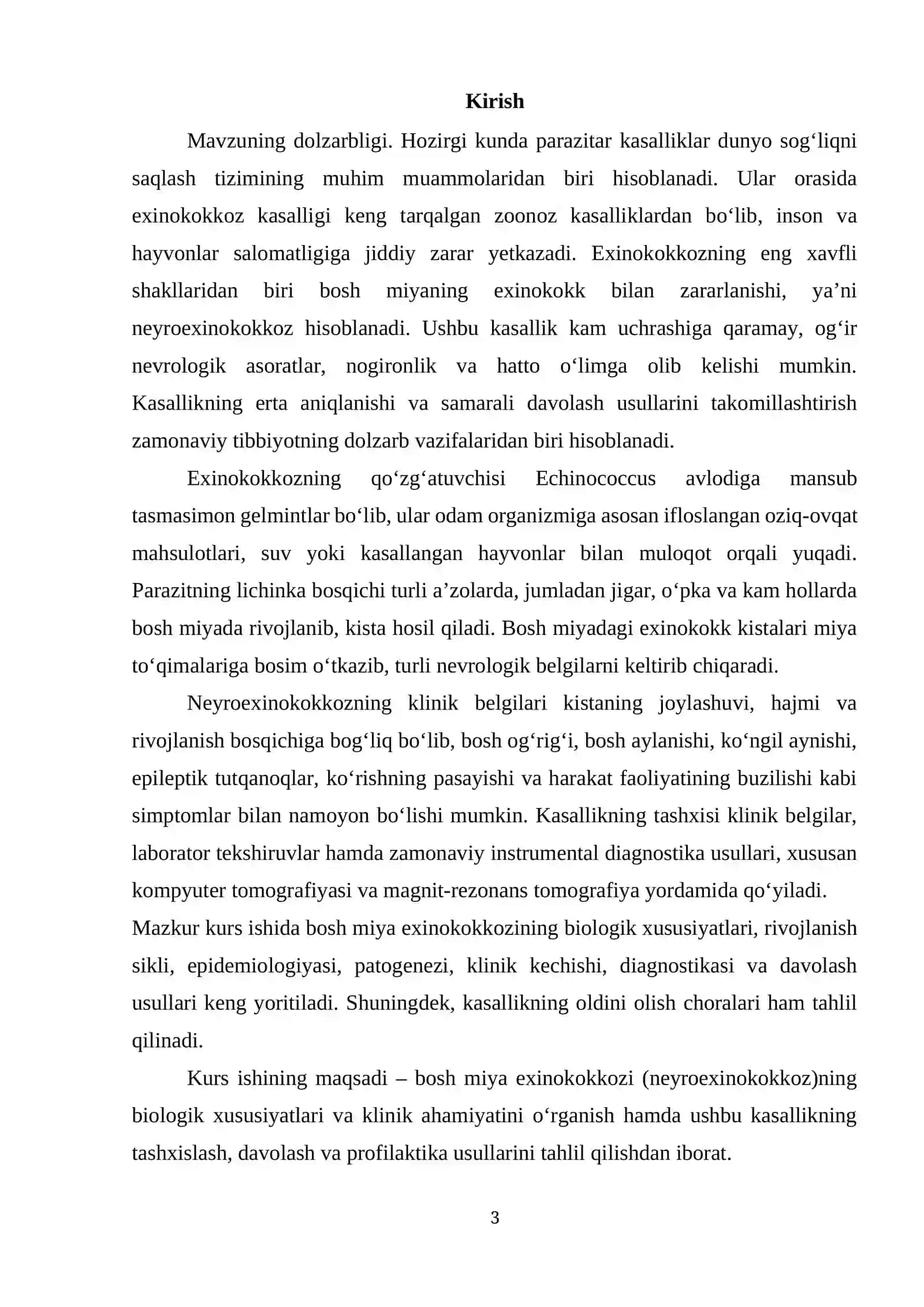 Bosh miya exinokokkozi (neyroexinokokkoz): biologik xususiyatlari va klinik ahamiyati 3