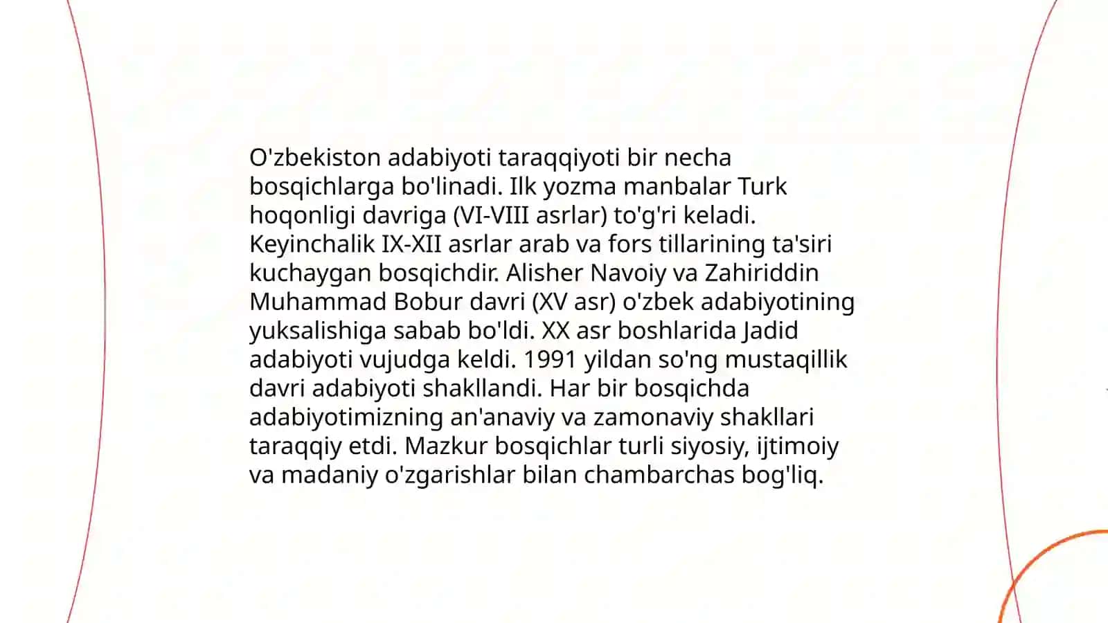 Berdaq nomidagi Qoraqalpoq davlat universiteti Oʻzbek filologiyasi fakulteti:Filologiya va tillarni oʻqitish:oʻzbek tili talim yoʻnalishi 301-guruh talabasi Gulmamatova Mahliyoning Adabiyot oʻqitish metodikasi fanidan mustaqil ishi taqdimoti 3