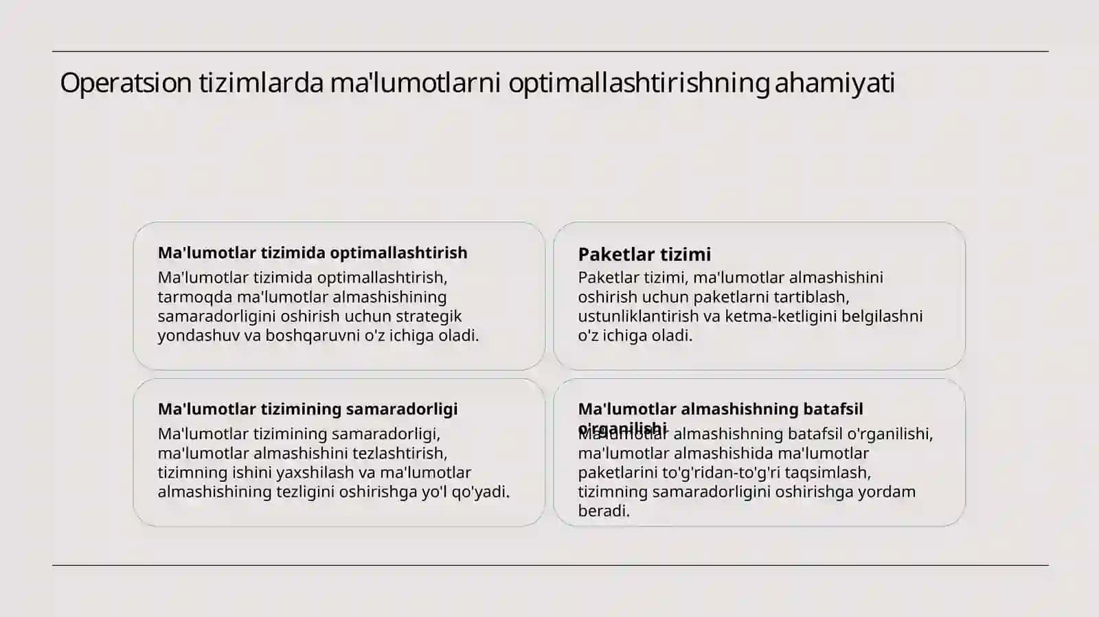 Operatsion tizimlarda axborot gapetli ishlov berish bo'yicha arejalashtirish 3