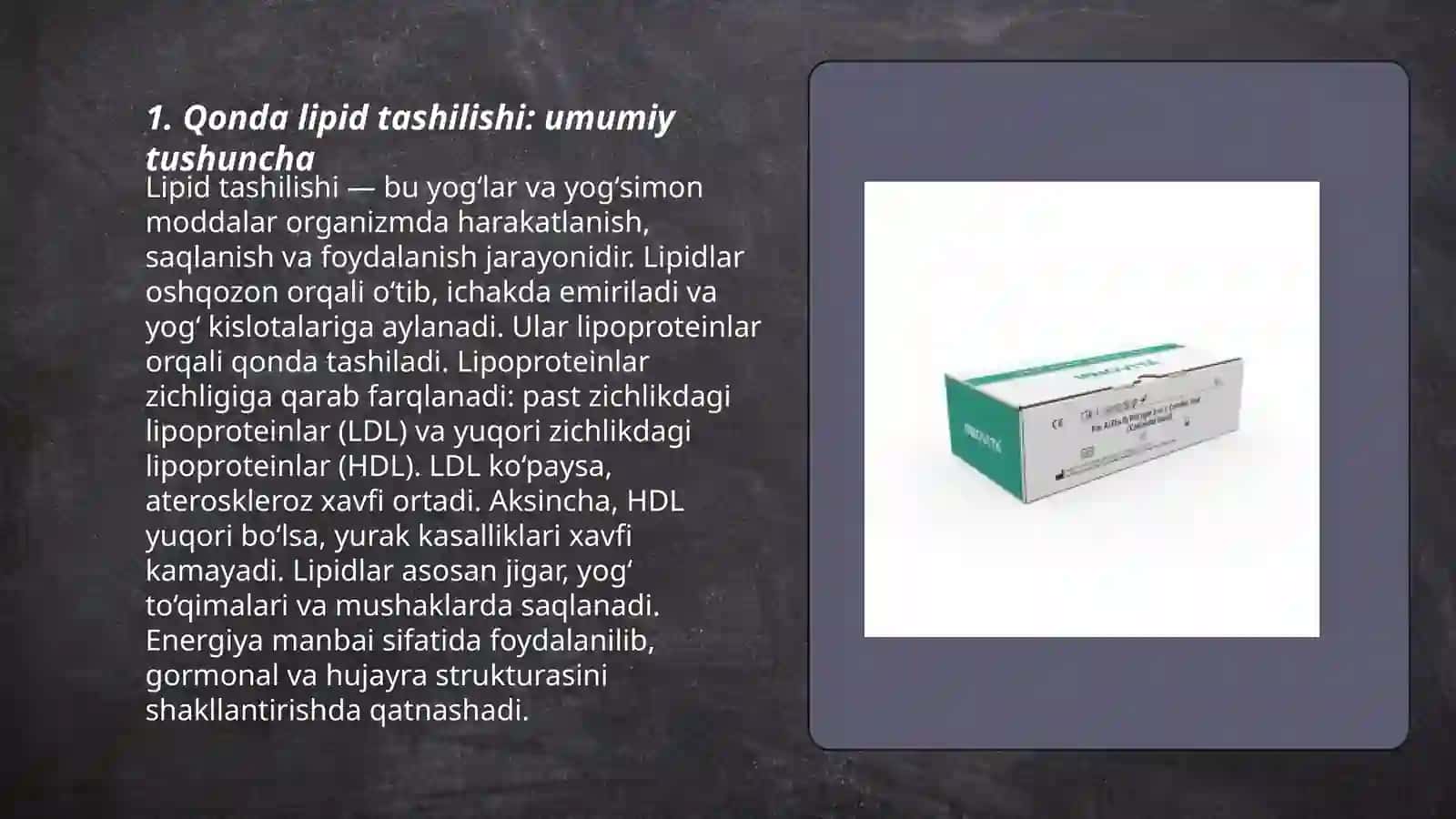 Qonda lipidlarni tashilish shakllari.Qon zardobida lipidlar fraktsiyalarini aniqlash usullari 3