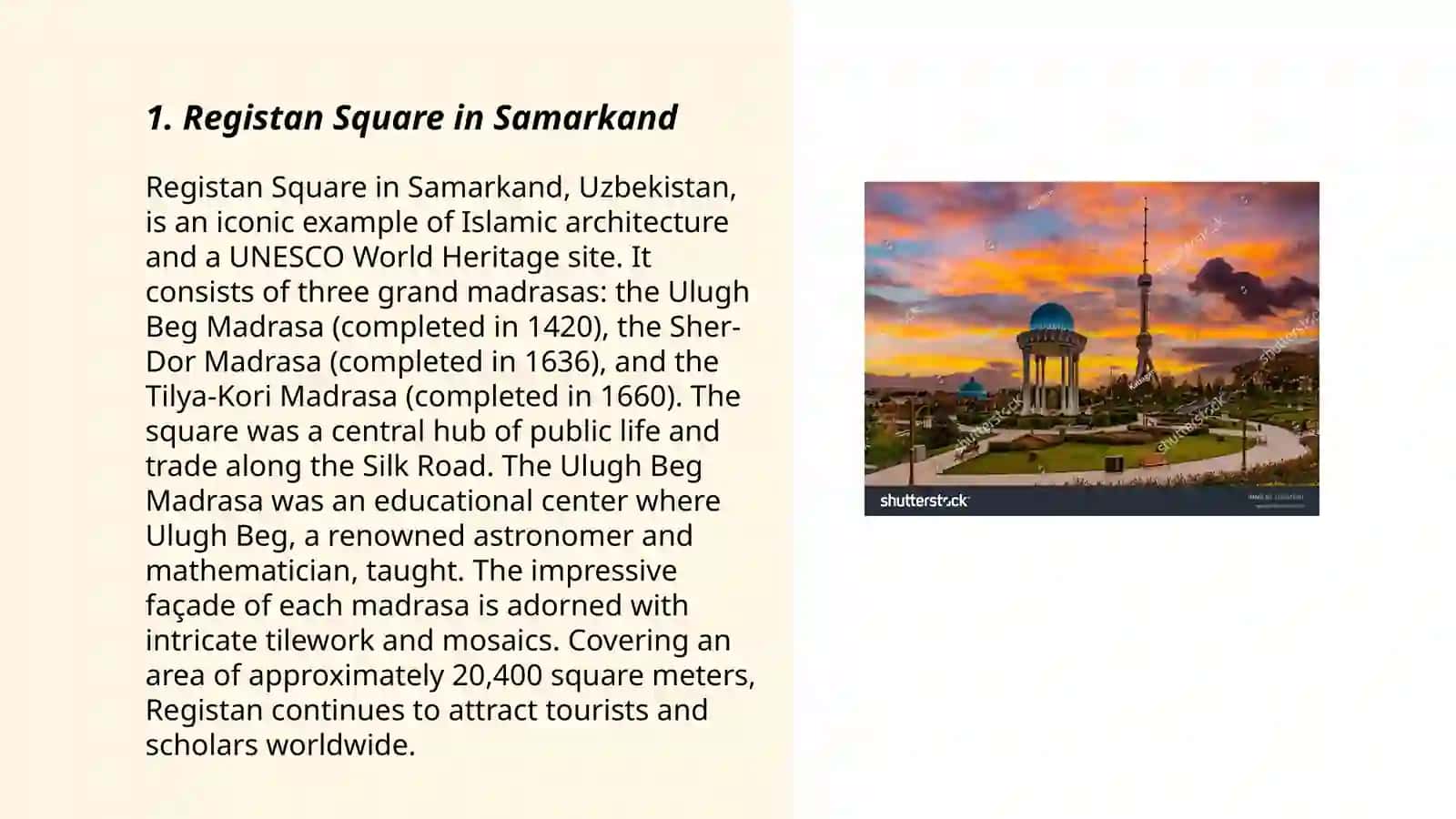 The sightseeing of Uzbekistan 3