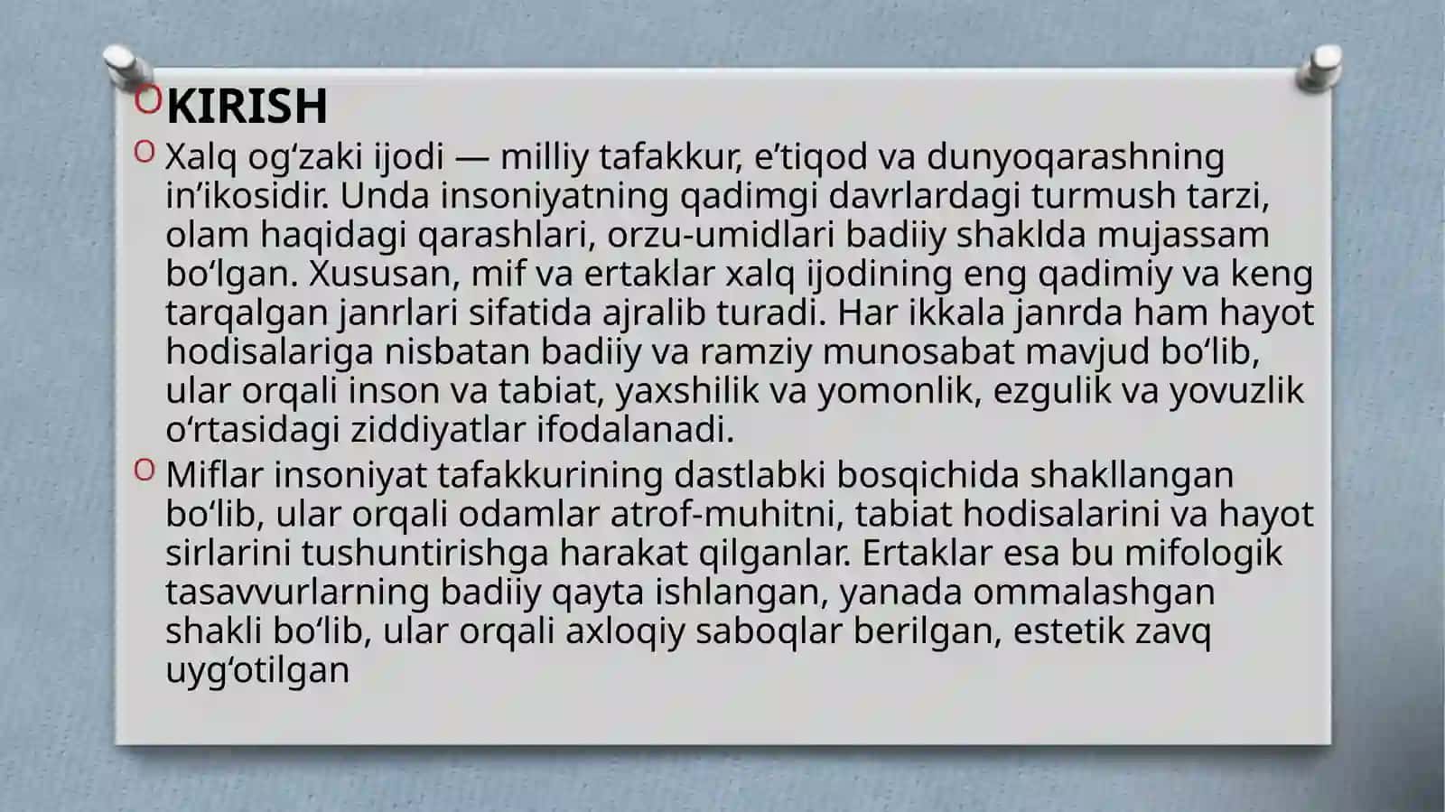 Mif va ertak. Ertak qahramonlari, syujet va motivlar insonning mifologik tasavvurlariga o'rni 3