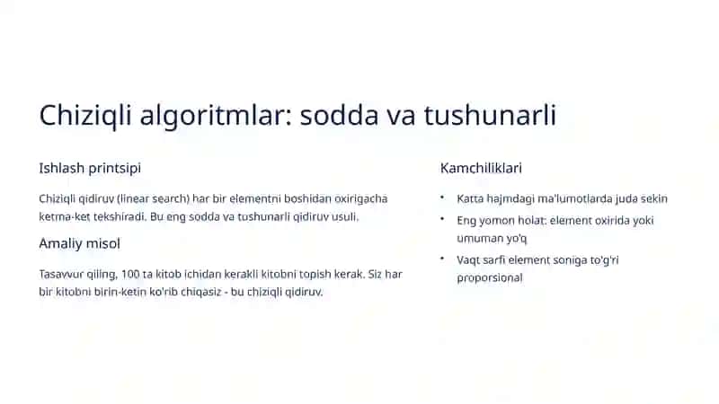 Chiziqli va Binary Algoritmlar: Nazariya va Amaliy Tatbiq 3