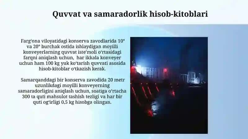 Qiyalik Konveyerlarning Ish Prinsipi va Texnik Xususiyatlari 3