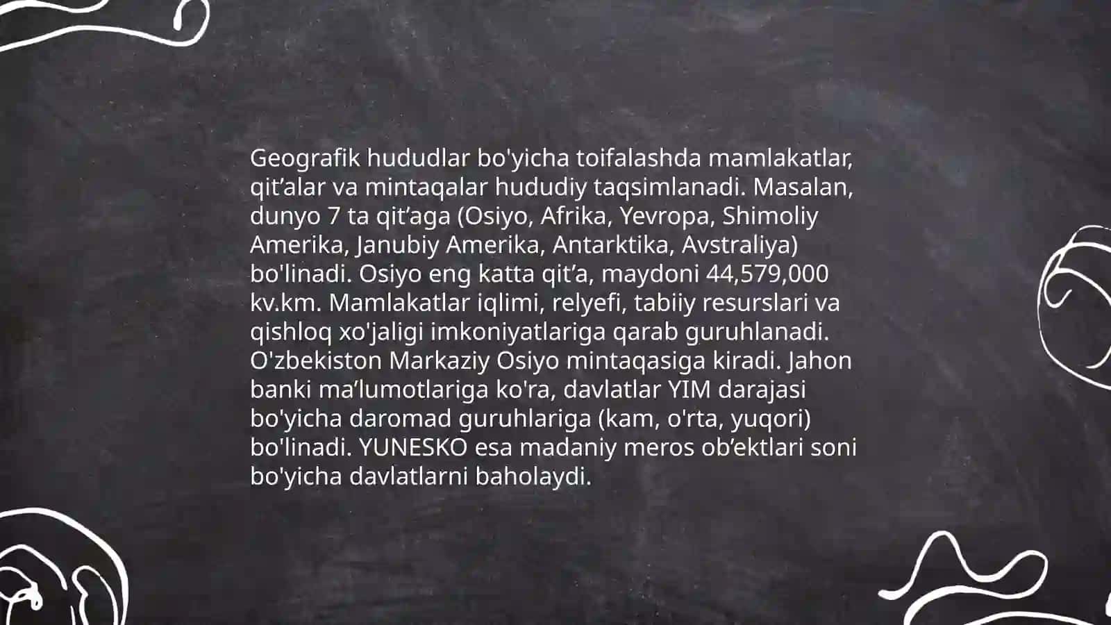 Dunyo mamlakatlarning toifalarga bo’linishi 3