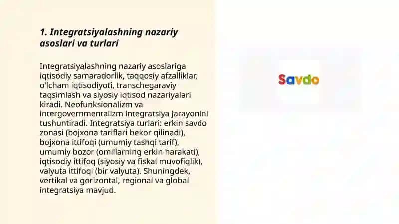 Integratsiyalashning nazariy asoslari va turlari 3