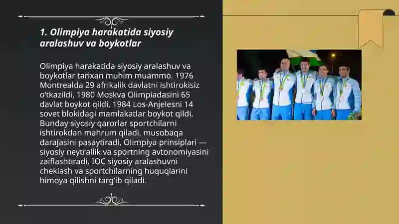 Xalqaro sport va olimpiya harakatining dolzarb muammolari 3