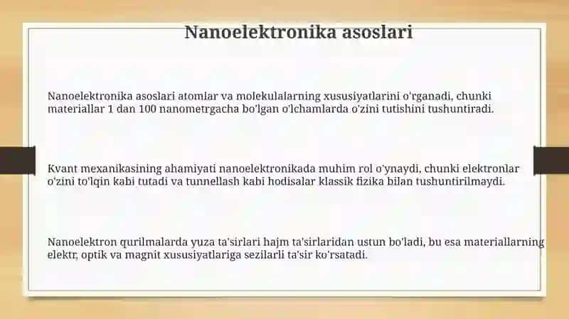 Nanoelektronika va yangi materiallar texnologiyasi 3
