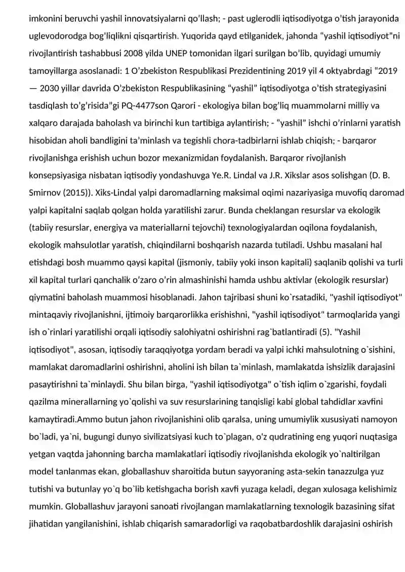 ”Yashil iqtisodyotga” o’tish tamoyillari 3