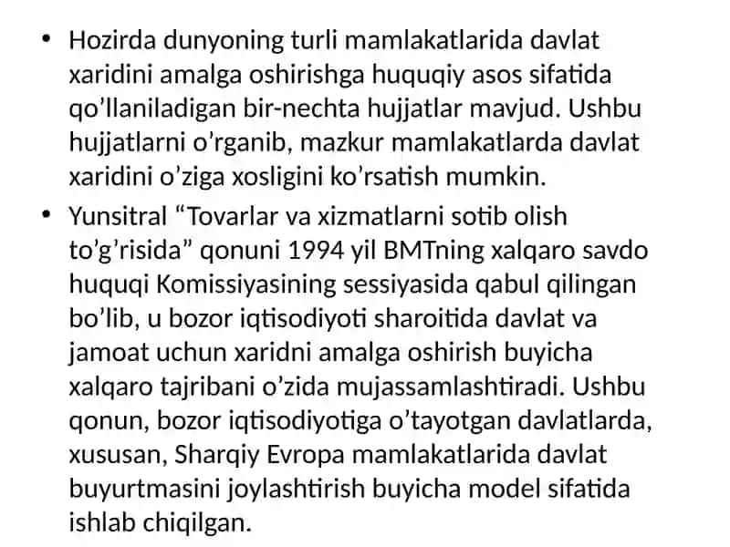 Davlat xaridlarini tartibga solish 3