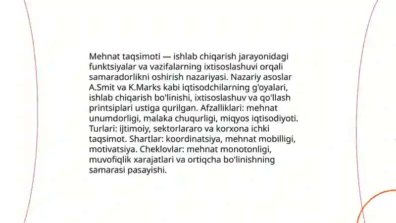 Mehnat taqsimoti g’oyasi va uning samaradorligi pdf 3