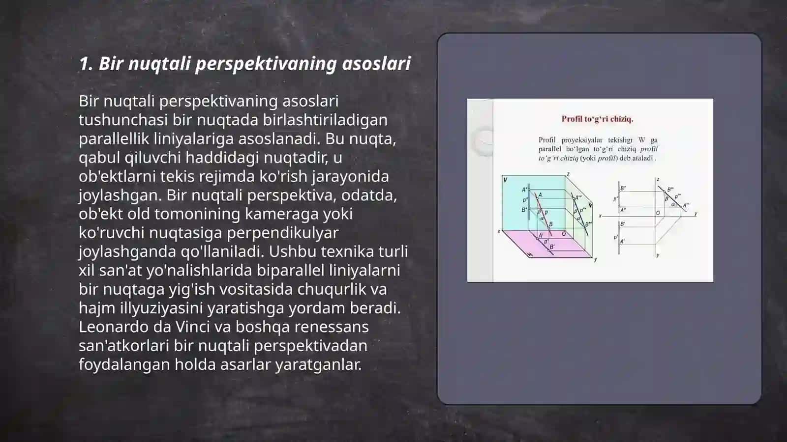 To‘g‘ri chiziq perspektivasi 1-qator xususiy holdagisi 3