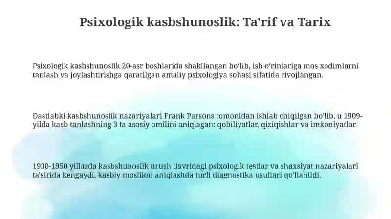 Psixologik professiografiya. Mehnat Psixologiyasi ekspertizasi 3