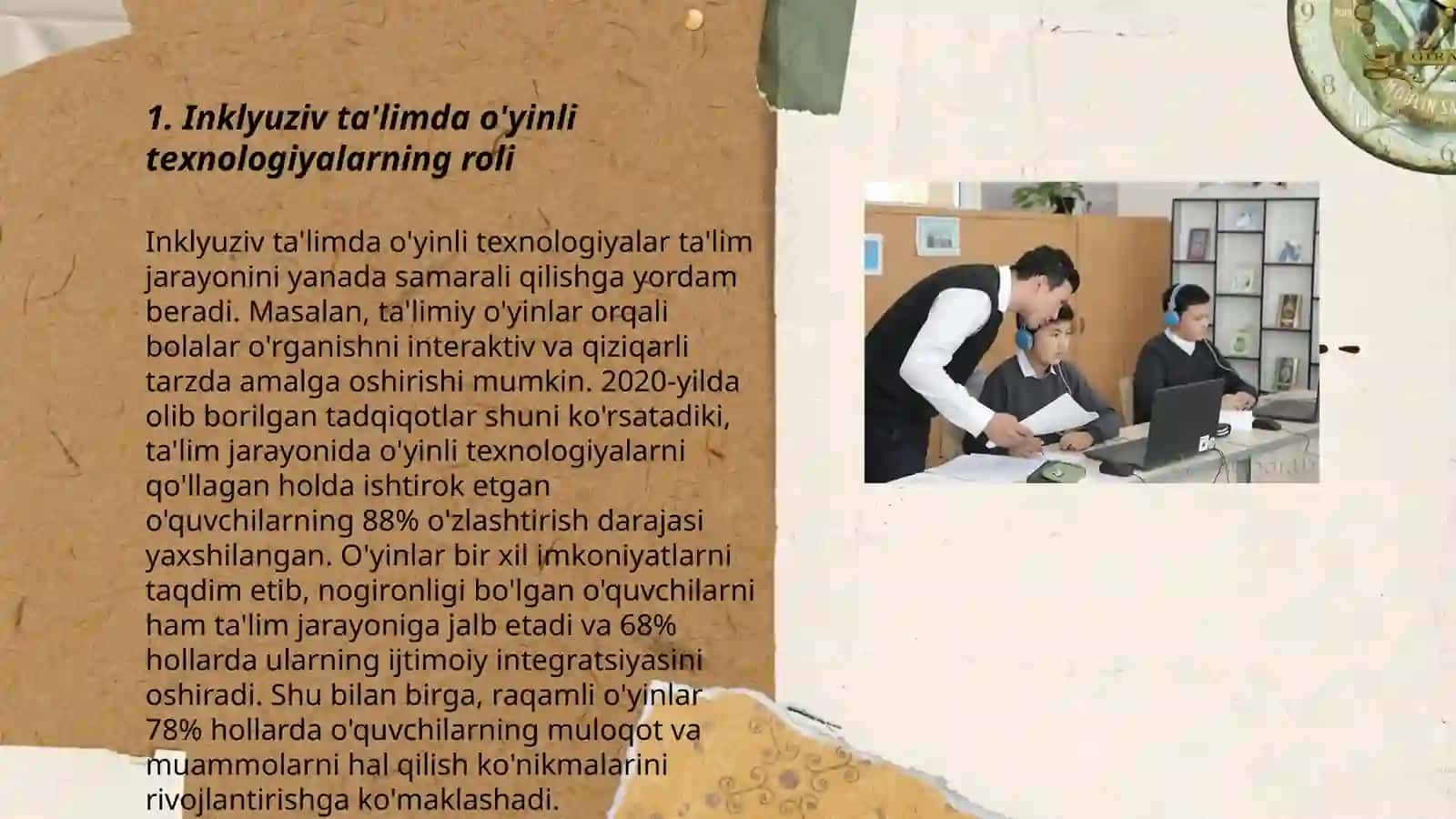 Inklyuziv ta'limda o'yinli texnologiyalaridan foydalanish 3