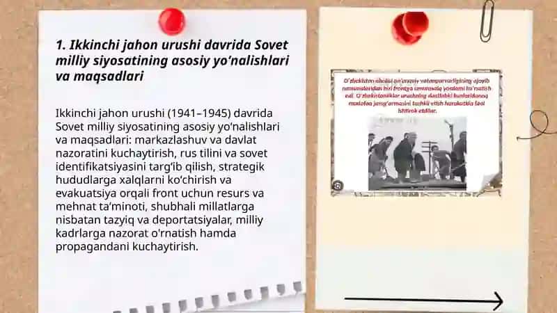 Ikkinchi jaxon urushi yillarida milliy siyosatning amalga oshirilishi va xalqlarning O'zbekistonga ko'chirilishi 3