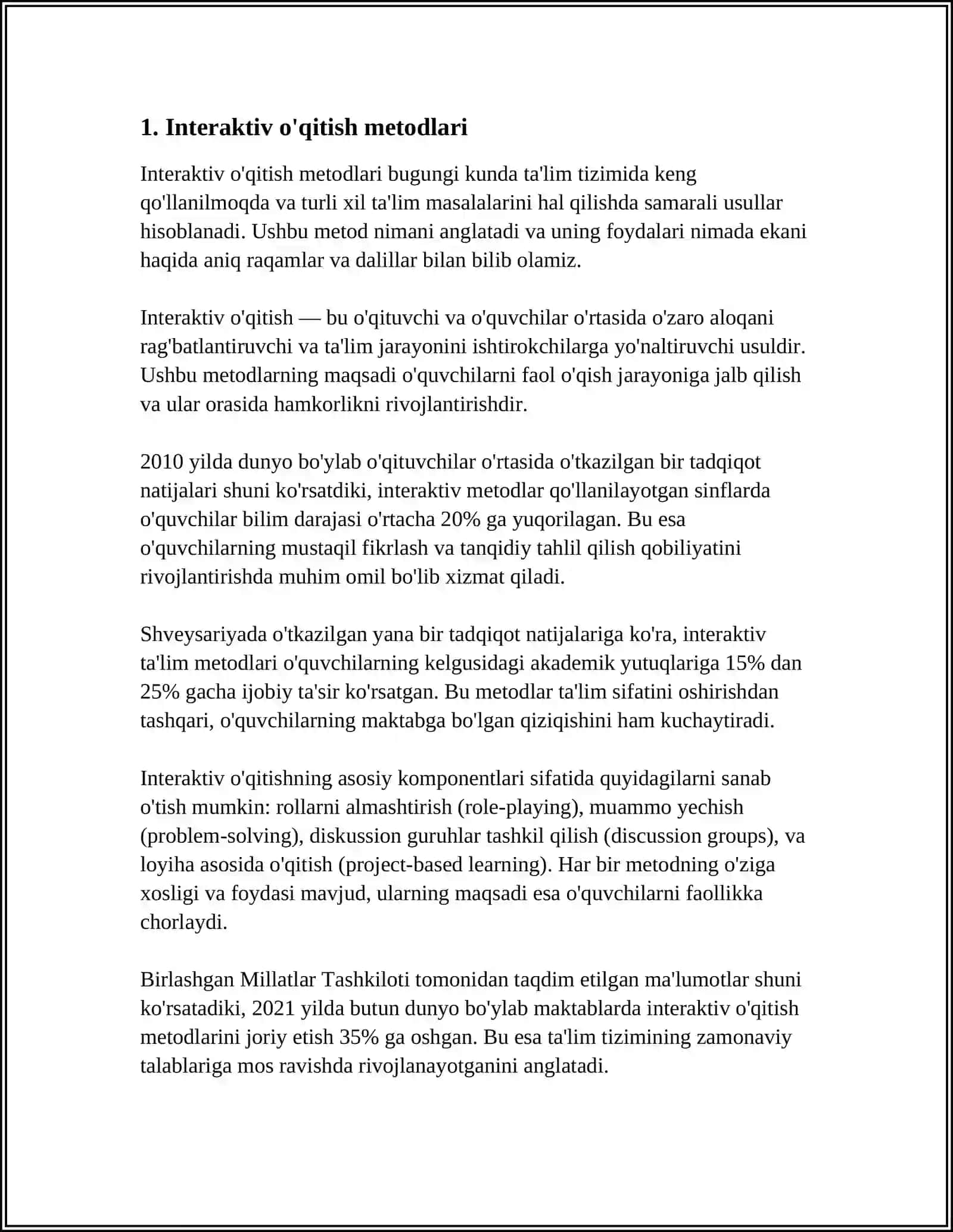 BOSHLANG'ICH TA'LIM PEDAGOGIKASI FANIDA OʻQITISHNING ZAMONAVIY YONDASHUVLARI 3